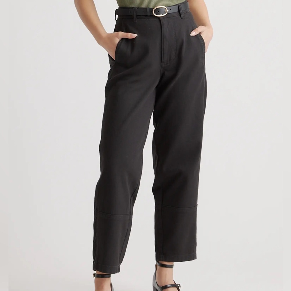 Quince Organic Cotton Stretch Twill Barrel Pants Black Size 10